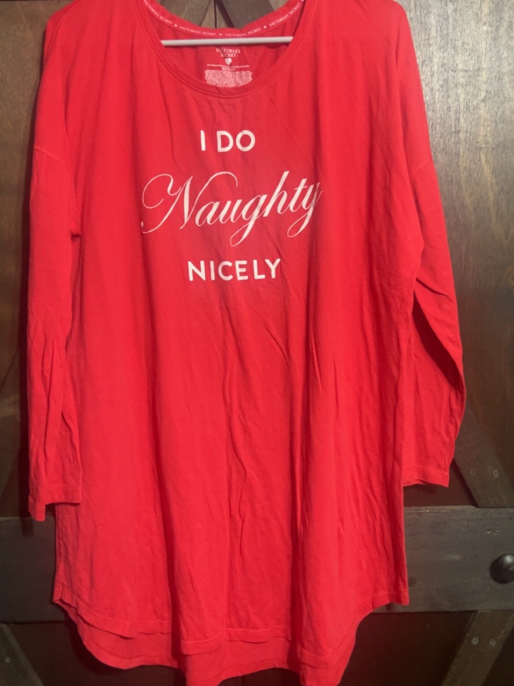Victoria’s Secret Red graphic Nightshirt "I Do Naughty Nicely"